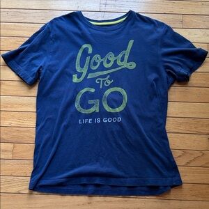 Life Is Good Dark Blue T-Shirt Casual Short Sleeve Shirt Women’s Size M Medium